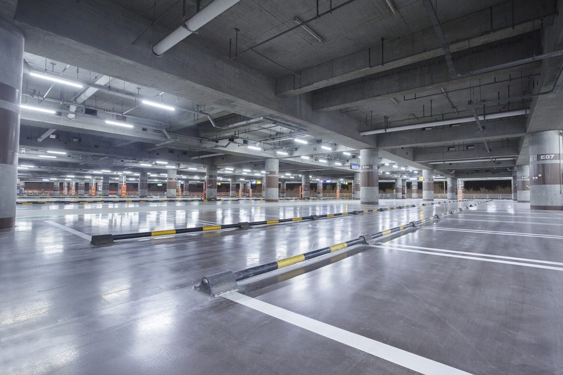Polished concrete indoor carpark flooring in Auckland